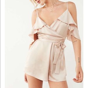 Satin off the shoulder romper